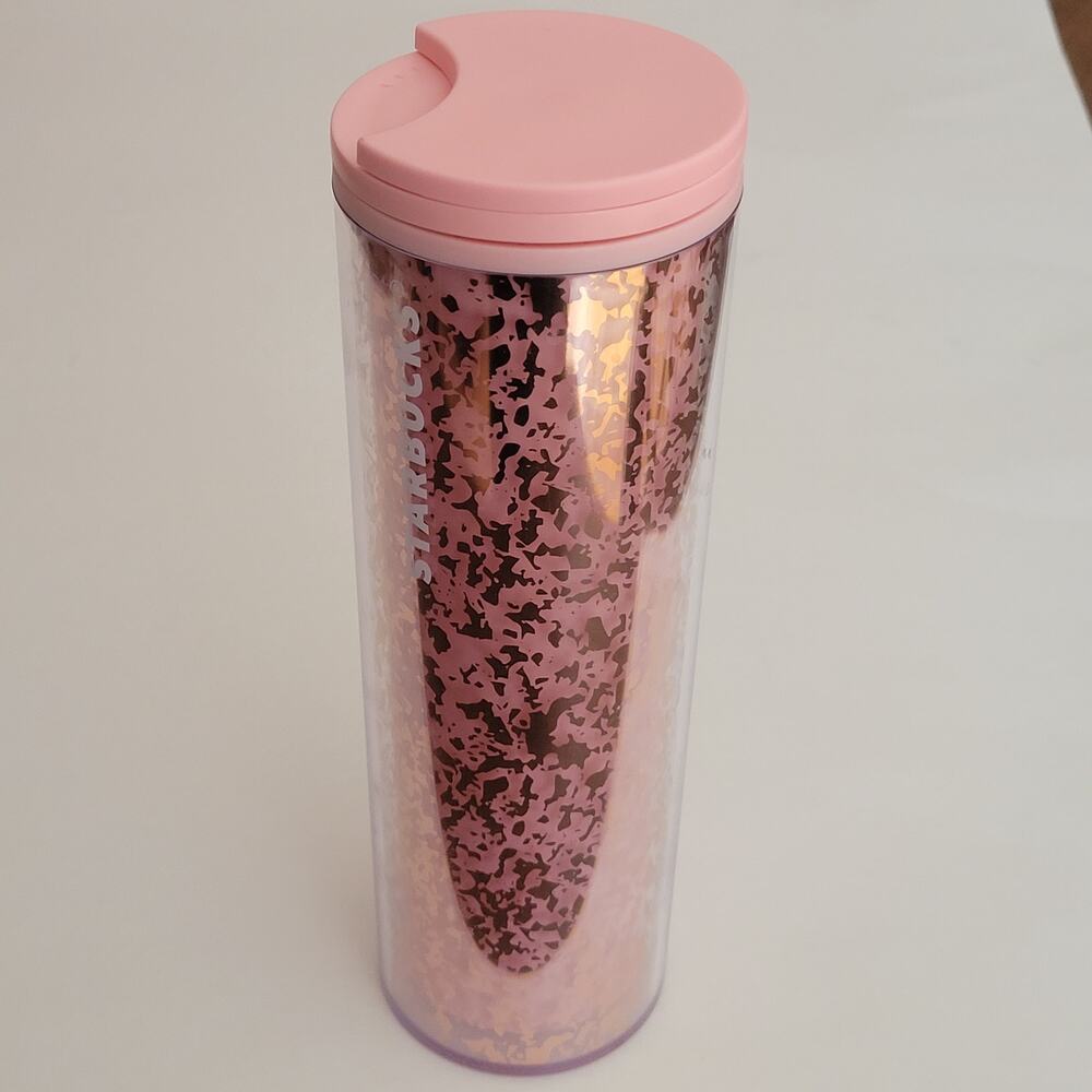 Starbucks Holiday 2019 Pink Foil Hot & Cold Tumbler Cup Narrow 16 Oz New